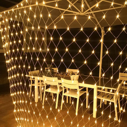 LED Net Mesh Lights Outdoor Christmas Fairy String Light 8 Lighting Modes Connectable Waterproof Wedding Xmas Party Lamp Decor