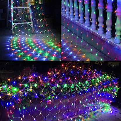 LED Net Mesh Lights Outdoor Christmas Fairy String Light 8 Lighting Modes Connectable Waterproof Wedding Xmas Party Lamp Decor