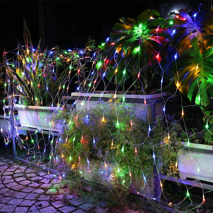 LED Net Mesh Lights Outdoor Christmas Fairy String Light 8 Lighting Modes Connectable Waterproof Wedding Xmas Party Lamp Decor