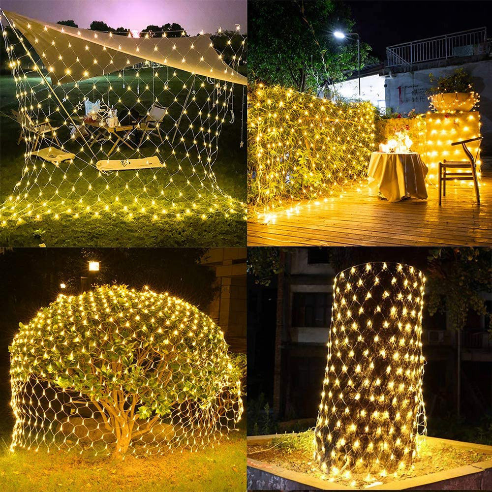 LED Net Mesh Lights Outdoor Christmas Fairy String Light 8 Lighting Modes Connectable Waterproof Wedding Xmas Party Lamp Decor