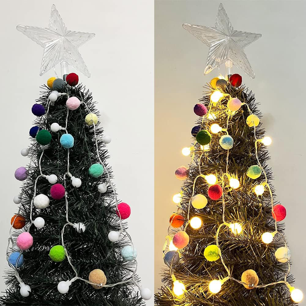 20LED Christmas Fairy Pompoms Balls String Lights Battery Powered Colorful Globe Garland Lights Garden Wedding Party Decoration