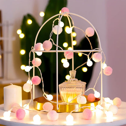 20LED Christmas Fairy Pompoms Balls String Lights Battery Powered Colorful Globe Garland Lights Garden Wedding Party Decoration