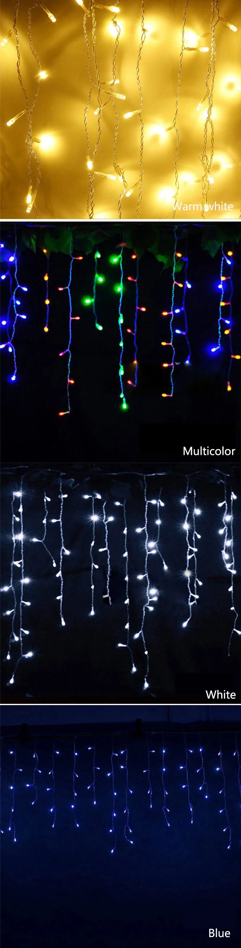 5m-40m Christmas String Lights Garland LED Icicle Curtain Lights Droop 0.6m Outdoor Garden Street Wedding Decorative lighting