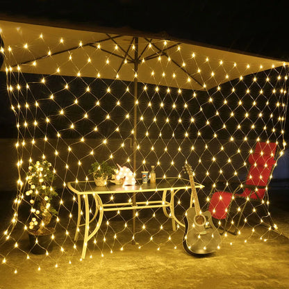 1.5X1.5/10x1/6x4M Led Net Mesh String Light Outdoor Curtain Icicle Light Christmas Garland Light For Garden Party Holiday Decor