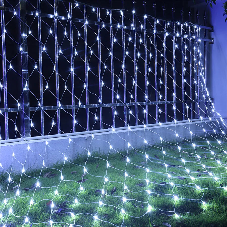 1.5X1.5/10x1/6x4M Led Net Mesh String Light Outdoor Curtain Icicle Light Christmas Garland Light For Garden Party Holiday Decor