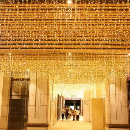 5m-40m Christmas String Lights Garland LED Icicle Curtain Lights Droop 0.6m Outdoor Garden Street Wedding Decorative lighting