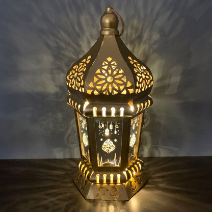 Ramadan Light Decorative Lights Iron PVC Gifts 13x13x28cm Hanging Ornaments Home Eid Decorations LED Lantern