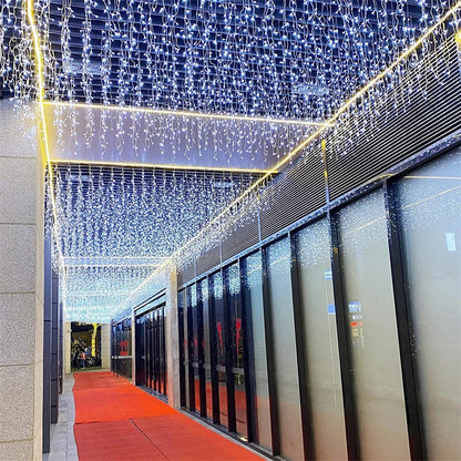 5m-40m Christmas String Lights Garland LED Icicle Curtain Lights Droop 0.6m Outdoor Garden Street Wedding Decorative lighting