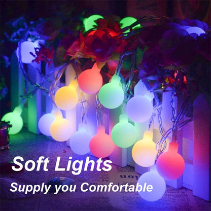 10/20/30/50m Ball LED String Lights Christmas Garland Lights Waterproof Outdoor Fairy Light Bulb For Wedding Garden Party Decor