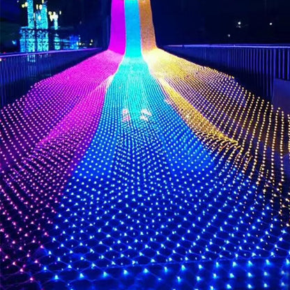 1.5X1.5/10x1/6x4M Led Net Mesh String Light Outdoor Curtain Icicle Light Christmas Garland Light For Garden Party Holiday Decor