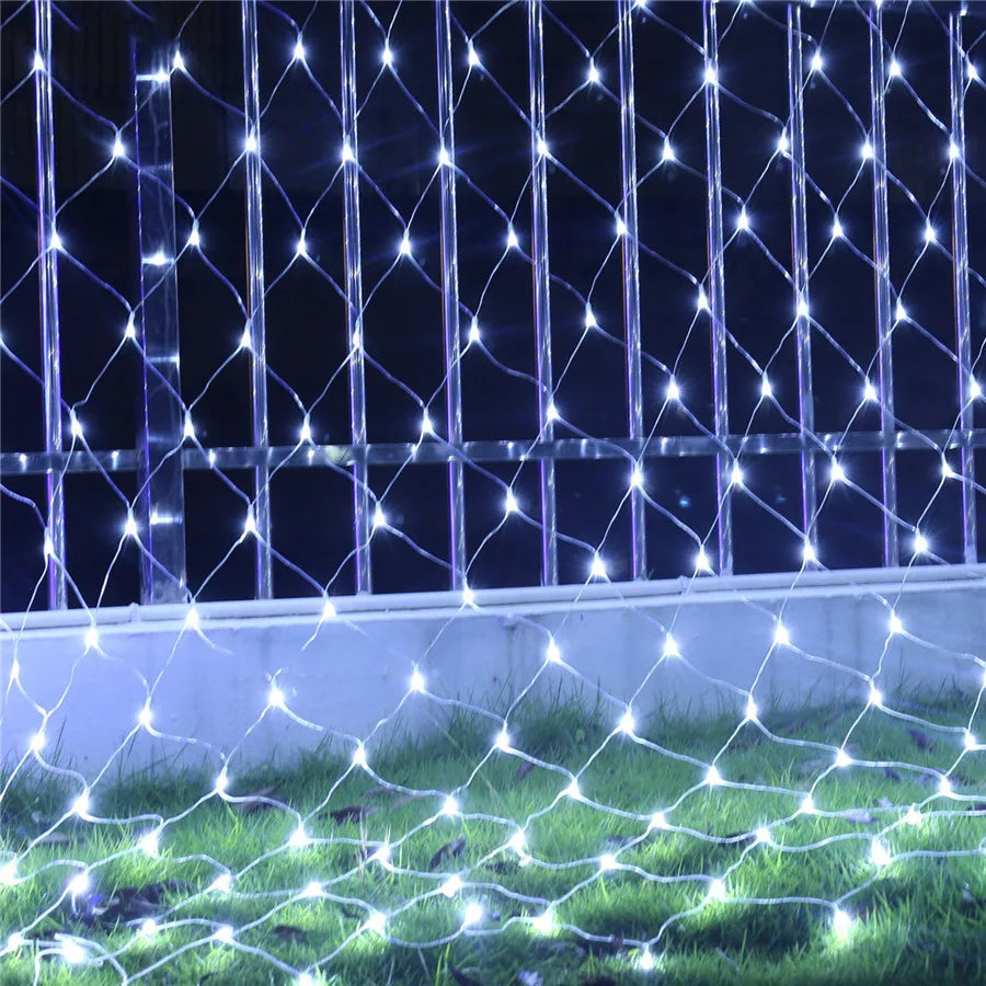 1.5X1.5/10x1/6x4M Led Net Mesh String Light Outdoor Curtain Icicle Light Christmas Garland Light For Garden Party Holiday Decor