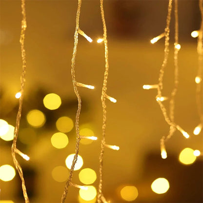 5m-40m Christmas String Lights Garland LED Icicle Curtain Lights Droop 0.6m Outdoor Garden Street Wedding Decorative lighting