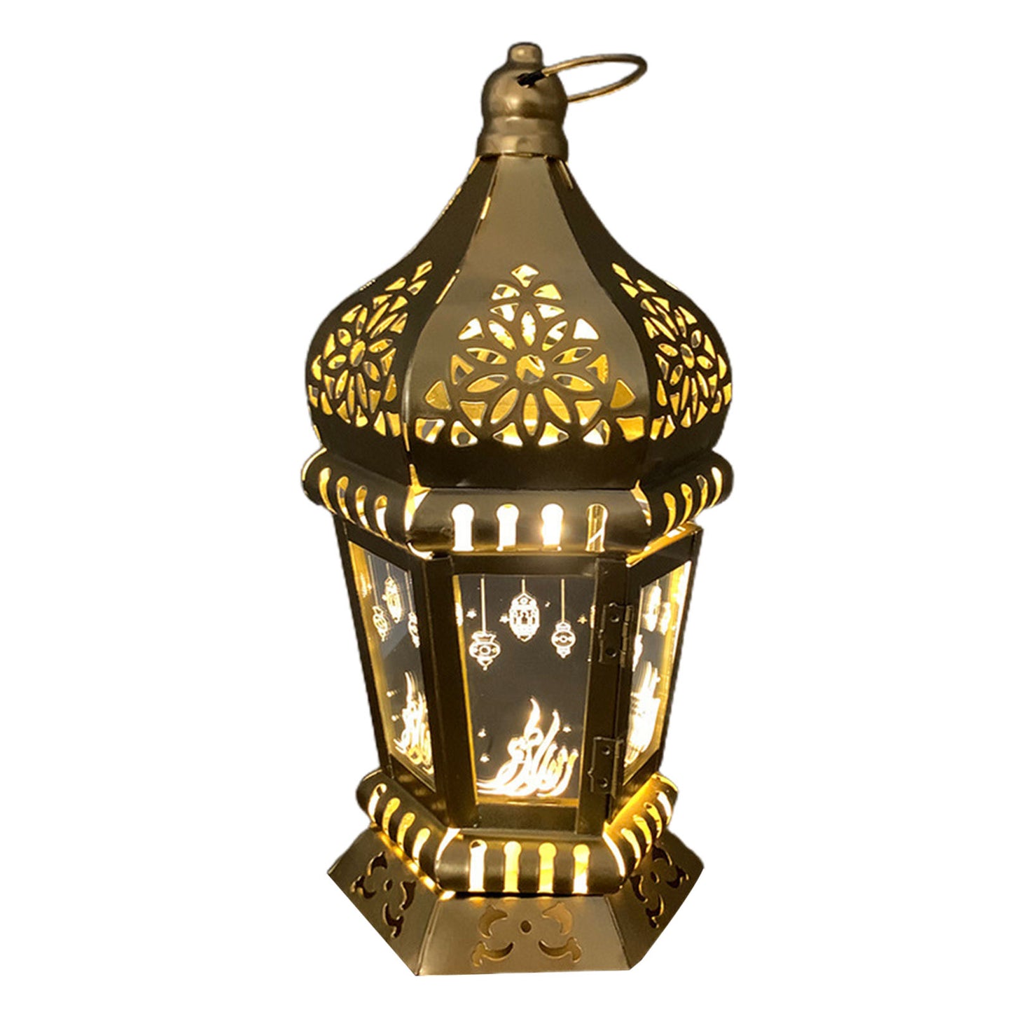 Ramadan Light Decorative Lights Iron PVC Gifts 13x13x28cm Hanging Ornaments Home Eid Decorations LED Lantern