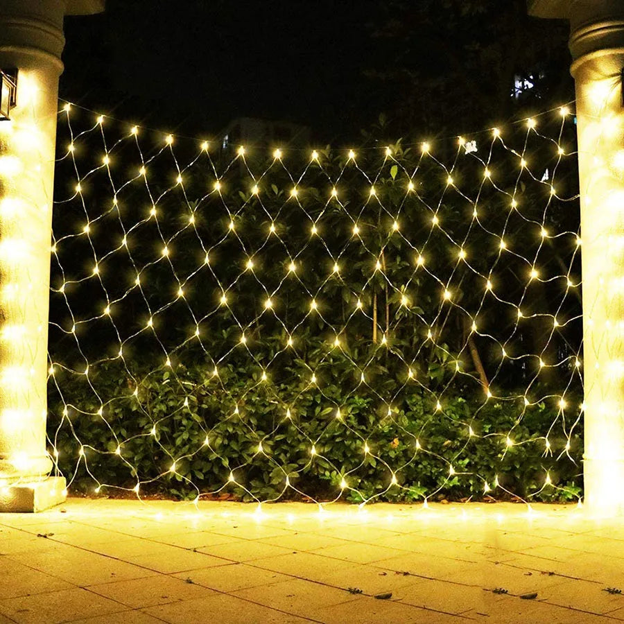 1.5X1.5/10x1/6x4M Led Net Mesh String Light Outdoor Curtain Icicle Light Christmas Garland Light For Garden Party Holiday Decor