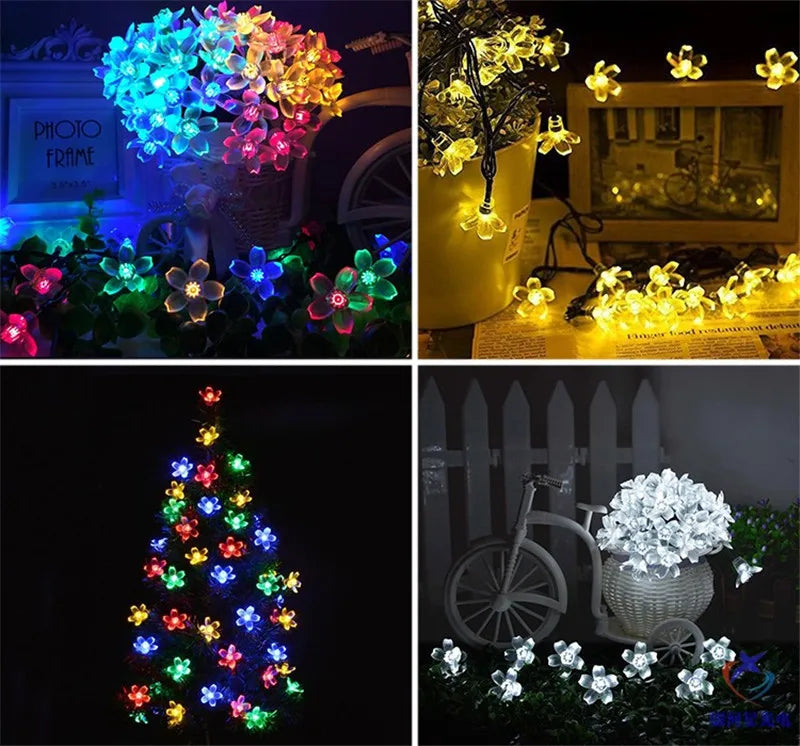 Christmas Decoration Festoon LED Light Cherry Blossom Battery Operated Garland 3-10m For Party/Wedding/Room/Home Decor Plug in