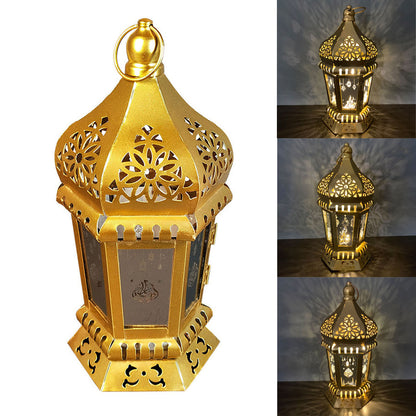 Ramadan Light Decorative Lights Iron PVC Gifts 13x13x28cm Hanging Ornaments Home Eid Decorations LED Lantern