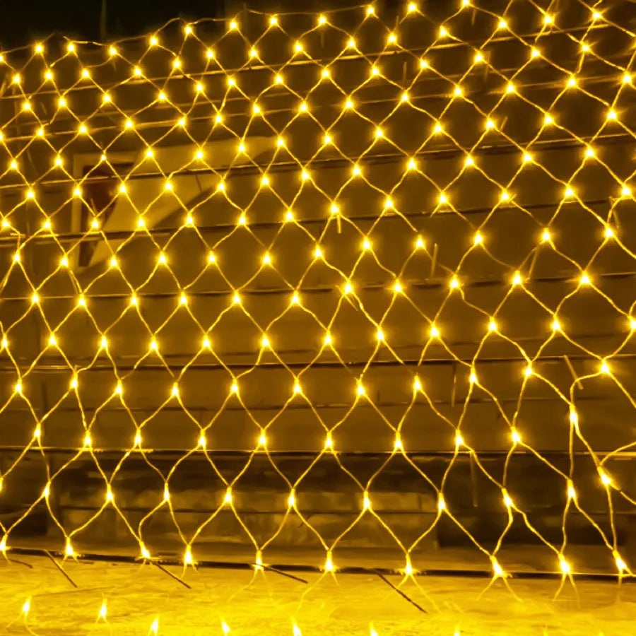 1.5X1.5/10x1/6x4M Led Net Mesh String Light Outdoor Curtain Icicle Light Christmas Garland Light For Garden Party Holiday Decor