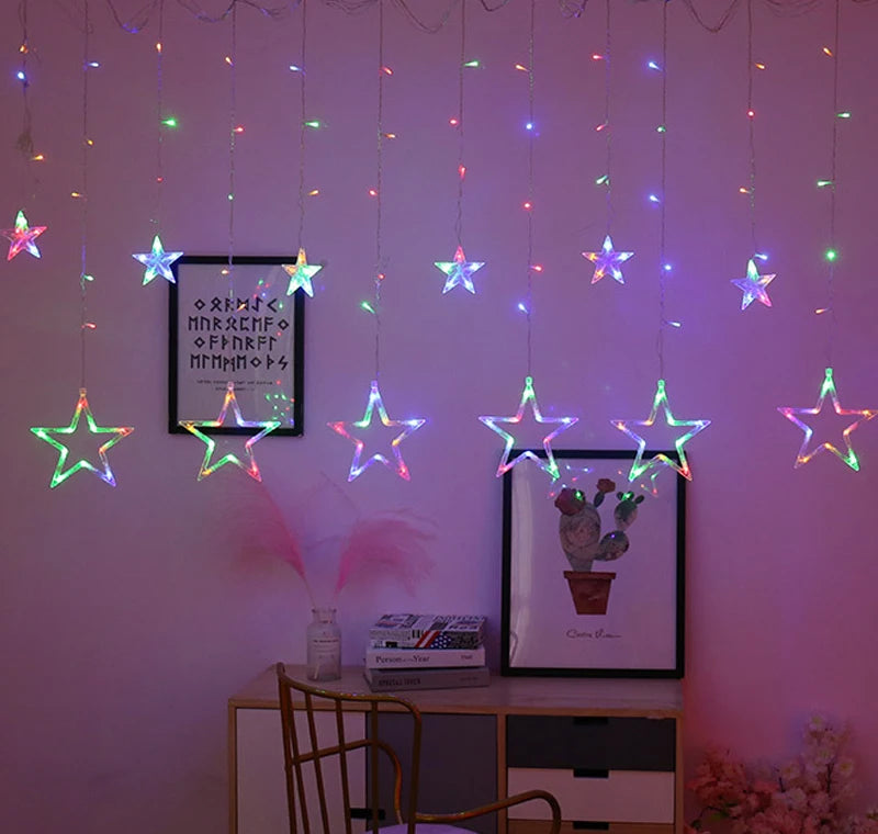 Star Moon Led Curtain Garland String Light EID Mubarak Ramadan Decoration for Home 2024 Islam Muslim Event Party Supplies Decor