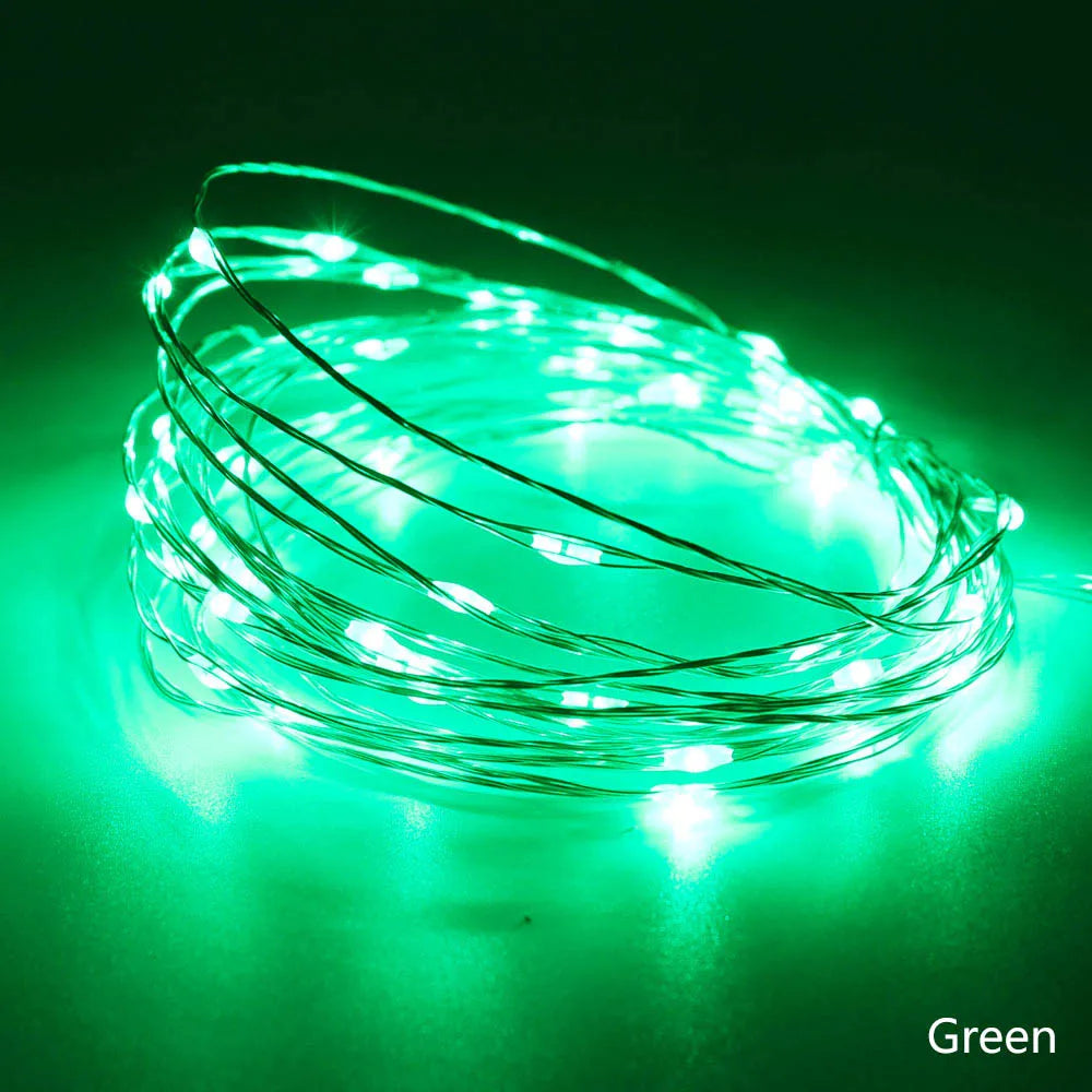 1pcs 5M 10M USB LED String lights 50/100leds Silver Wire Fairy Garland For New Year Wedding Christmas Holiday Home Decoration