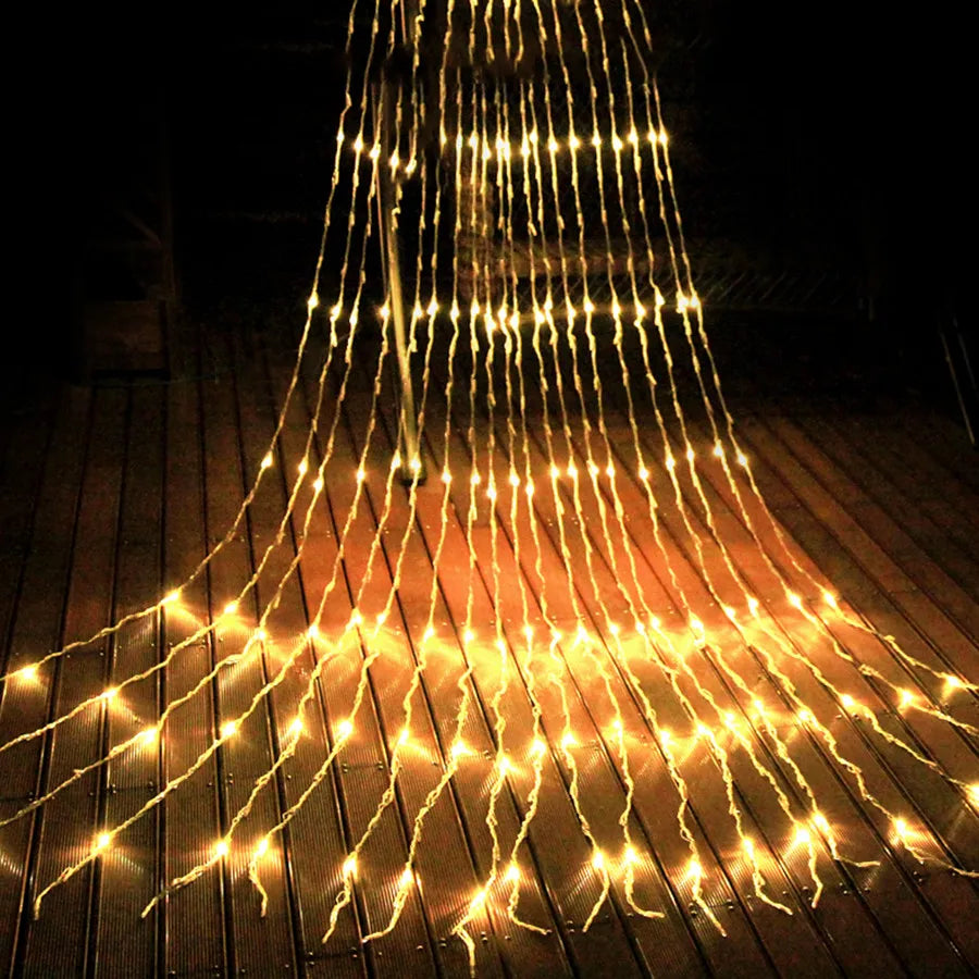 Thrisdar 3X3M 6X3M Water Flow Snowing Effect Curtain Fairy String Light Xmas Wedding Party Hotel Window Waterfall Icicle Light