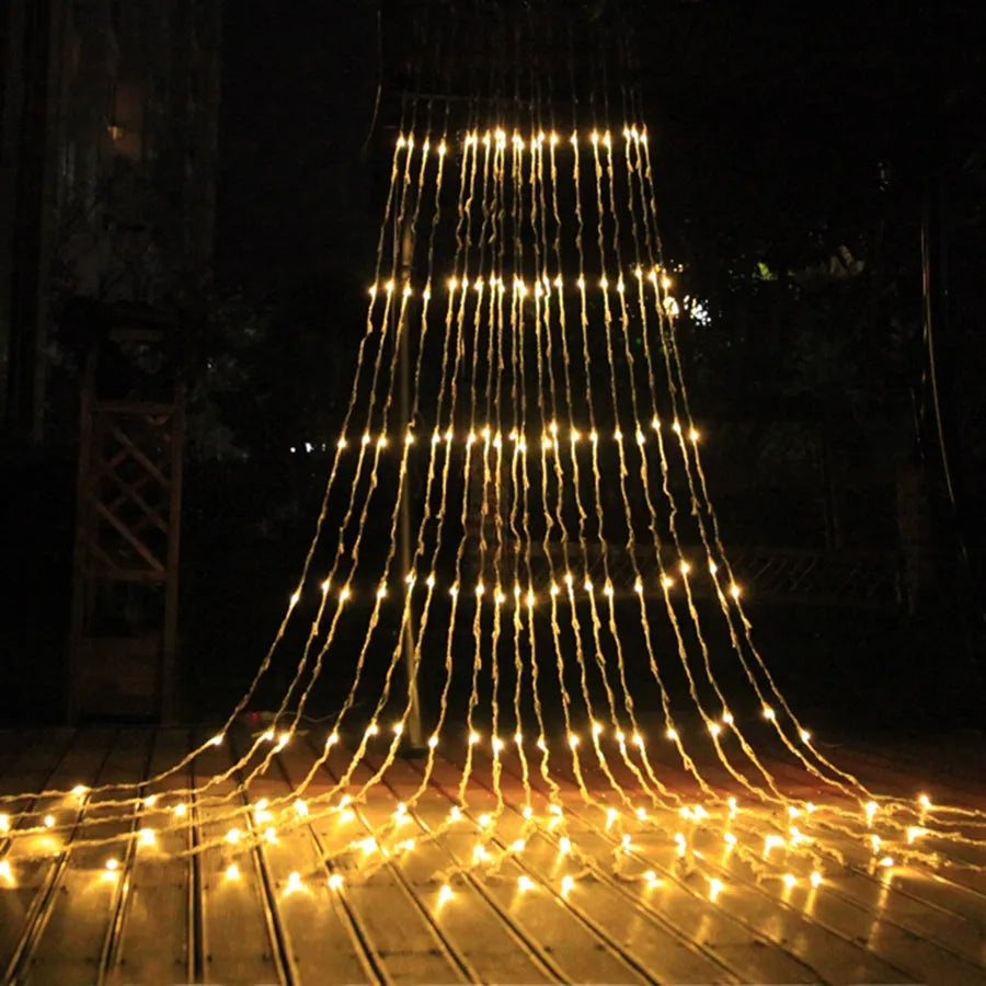 Thrisdar 3X3M 6X3M Water Flow Snowing Effect Curtain Fairy String Light Xmas Wedding Party Hotel Window Waterfall Icicle Light