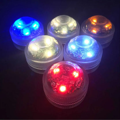 Waterproof Submersible LED Lights, Battery Operated, Multicolors, Mini Tea Candles Lamp with Remote, Ramadan Decoration, 4Pcs