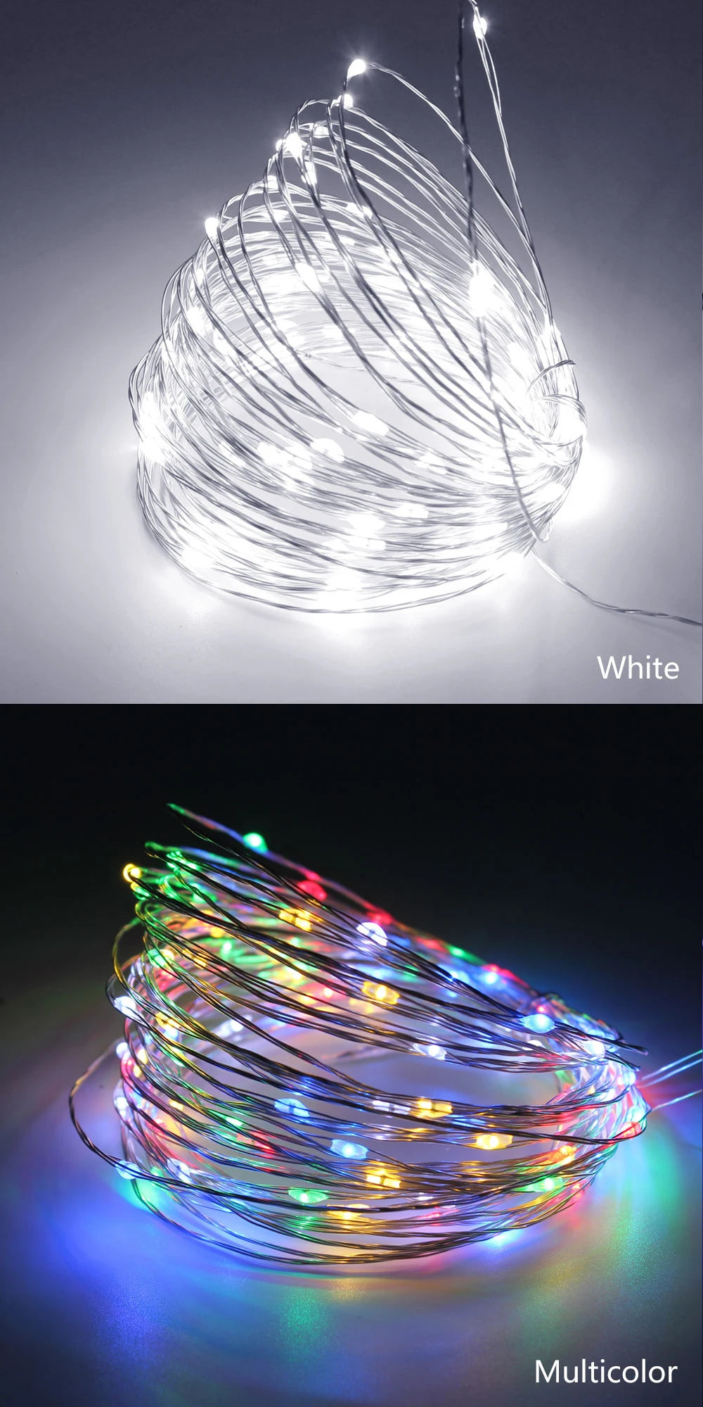 1pcs 5M 10M USB LED String lights 50/100leds Silver Wire Fairy Garland For New Year Wedding Christmas Holiday Home Decoration