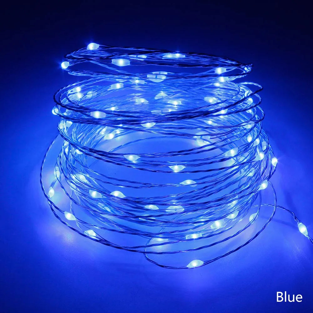 1pcs 5M 10M USB LED String lights 50/100leds Silver Wire Fairy Garland For New Year Wedding Christmas Holiday Home Decoration