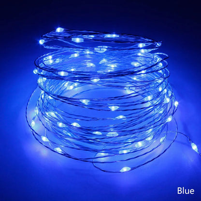 1pcs 5M 10M USB LED String lights 50/100leds Silver Wire Fairy Garland For New Year Wedding Christmas Holiday Home Decoration