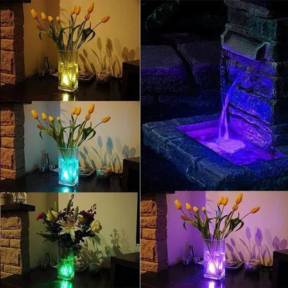 Waterproof Submersible LED Lights, Battery Operated, Multicolors, Mini Tea Candles Lamp with Remote, Ramadan Decoration, 4Pcs