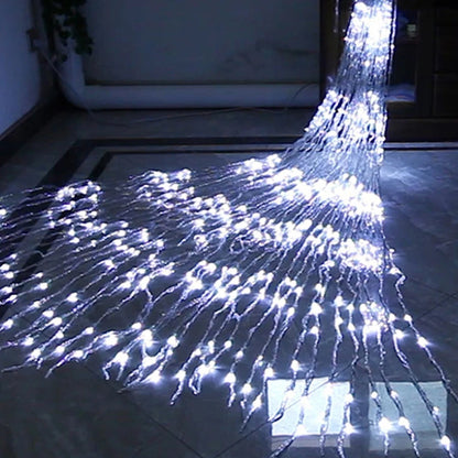 Thrisdar 3X3M 6X3M Water Flow Snowing Effect Curtain Fairy String Light Xmas Wedding Party Hotel Window Waterfall Icicle Light