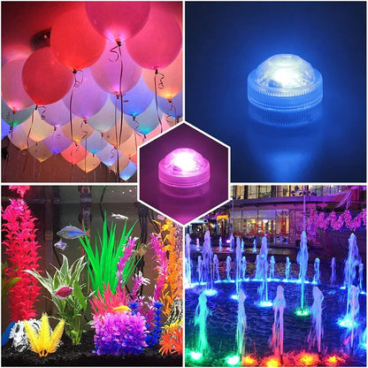 Waterproof Submersible LED Lights, Battery Operated, Multicolors, Mini Tea Candles Lamp with Remote, Ramadan Decoration, 4Pcs