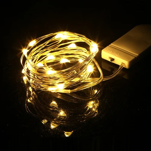 LED String lights 2M 20LED Copper Wire Fairy light Christmas Wedding Party Decoration Powered by CR2032 Battery led Strip lamp