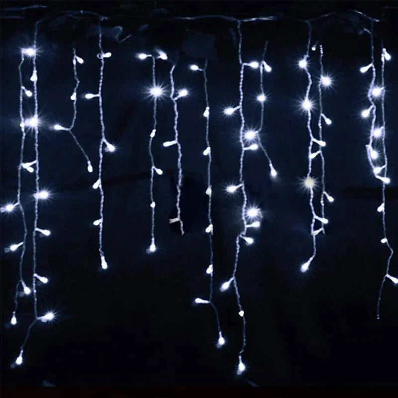 Christmas Lights Outdoor Decoration 5m Droop 0.4-0.6m Led Curtain Icicle String Lights Garden Xmas Party Decorative Lights