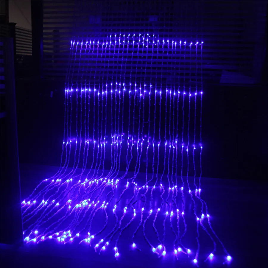 Thrisdar 3X3M 6X3M Water Flow Snowing Effect Curtain Fairy String Light Xmas Wedding Party Hotel Window Waterfall Icicle Light