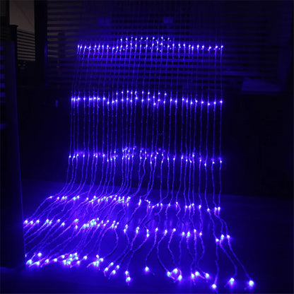 Thrisdar 3X3M 6X3M Water Flow Snowing Effect Curtain Fairy String Light Xmas Wedding Party Hotel Window Waterfall Icicle Light