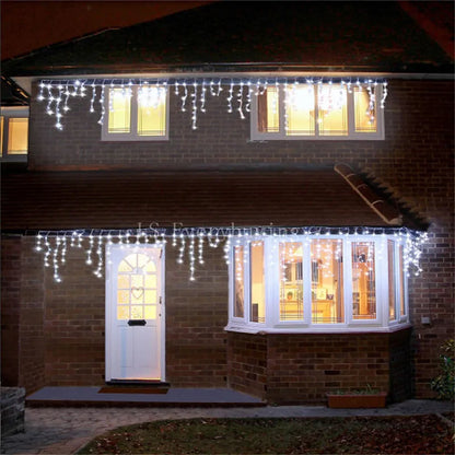 Christmas Lights Outdoor Decoration 5m Droop 0.4-0.6m Led Curtain Icicle String Lights Garden Xmas Party Decorative Lights