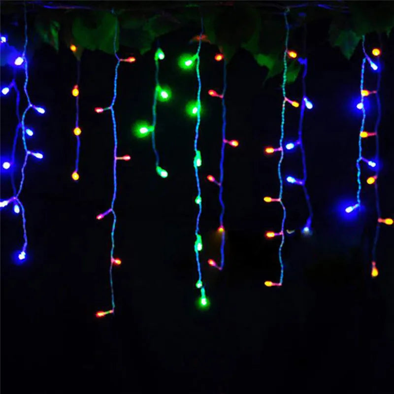 Christmas Lights Outdoor Decoration 5m Droop 0.4-0.6m Led Curtain Icicle String Lights Garden Xmas Party Decorative Lights