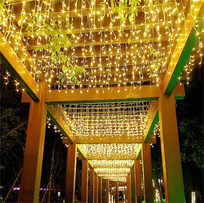 5m-40m Christmas String Lights Garland LED Icicle Curtain Lights Droop 0.6m Outdoor Garden Street Wedding Decorative lighting