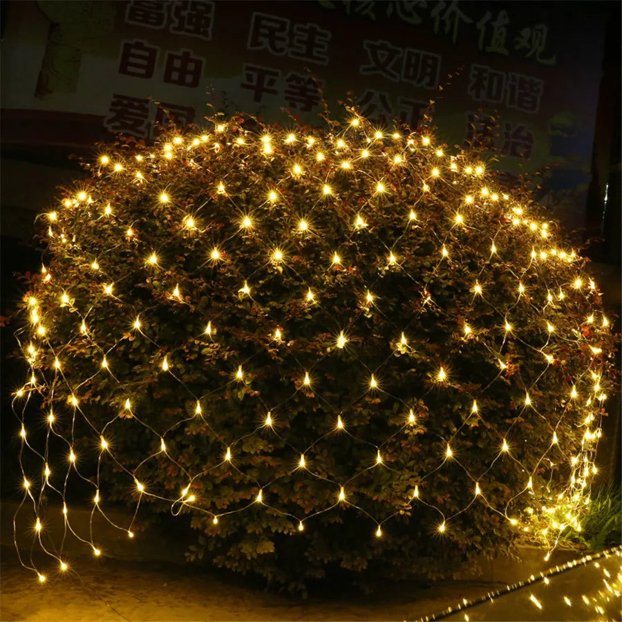 1.5X1.5/10x1/6x4M Led Net Mesh String Light Outdoor Curtain Icicle Light Christmas Garland Light For Garden Party Holiday Decor