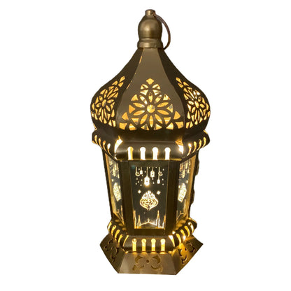 Ramadan Light Decorative Lights Iron PVC Gifts 13x13x28cm Hanging Ornaments Home Eid Decorations LED Lantern