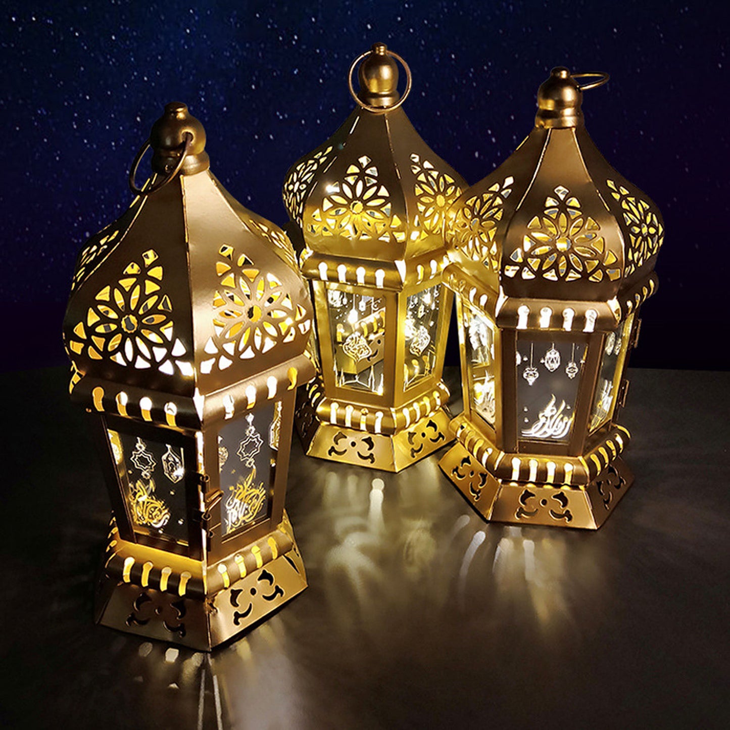 Ramadan Light Decorative Lights Iron PVC Gifts 13x13x28cm Hanging Ornaments Home Eid Decorations LED Lantern