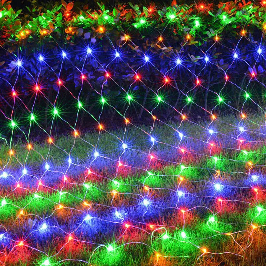 1.5X1.5/10x1/6x4M Led Net Mesh String Light Outdoor Curtain Icicle Light Christmas Garland Light For Garden Party Holiday Decor