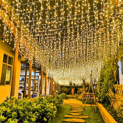 5m-40m Christmas String Lights Garland LED Icicle Curtain Lights Droop 0.6m Outdoor Garden Street Wedding Decorative lighting