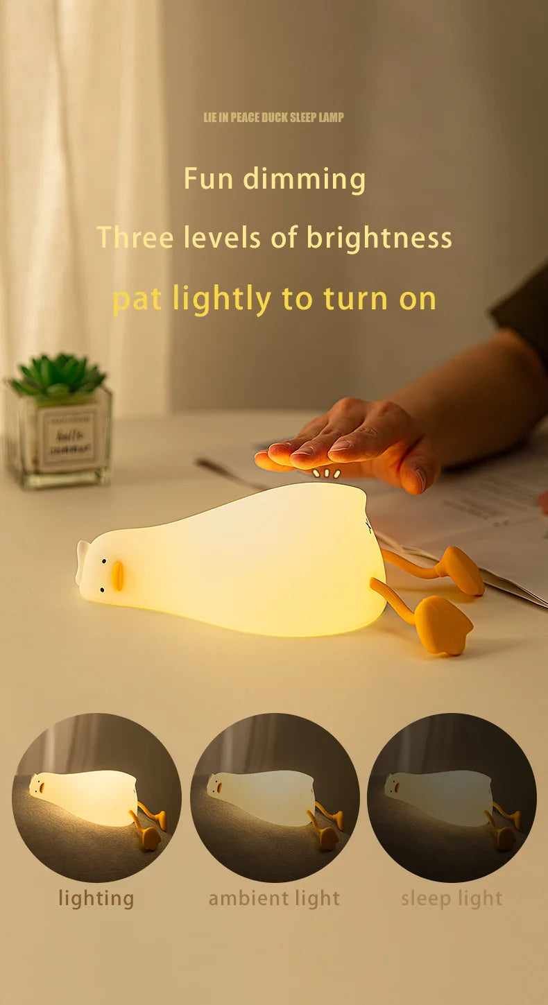 USB Rechargeable Table Lamp Duck Silicone Sleep Lamp Mood Light Bedside for Room Decoration Creative Gift Children Night Light