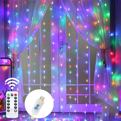 300 LED Window Curtain String Light Wedding Party Home Garden Bedroom Outdoor Indoor Wall Decorations