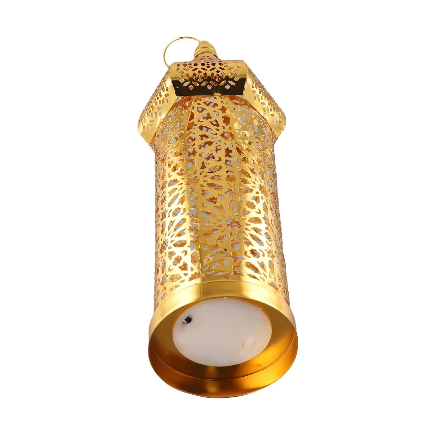 Moroccan Golden Hollow Iron Lantern Ramadan Home Decor Light Ornaments Hanging Lamps Outdoor Yard Garden Art Decoration