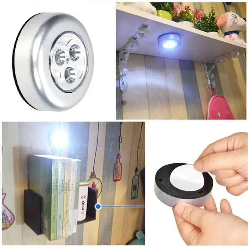 Round Lamp Use Night Light Small Led Light Rechargeable For Home Kitchen Bedroom Portable Push Stick On Lamp Emergency Light