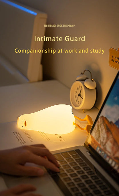 USB Rechargeable Table Lamp Duck Silicone Sleep Lamp Mood Light Bedside for Room Decoration Creative Gift Children Night Light