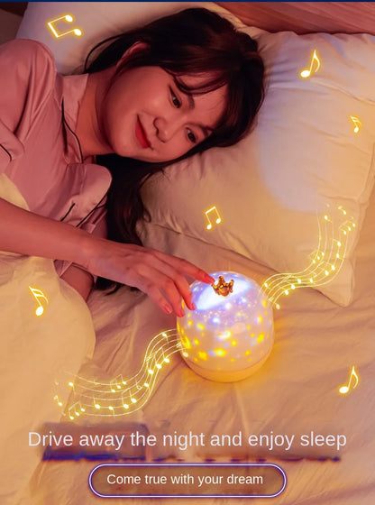 Galaxy Light Projector Star Night Light with Bt Speaker Remote Controller Rechargeable Rotate Led Lamp for Bedroom Decoration